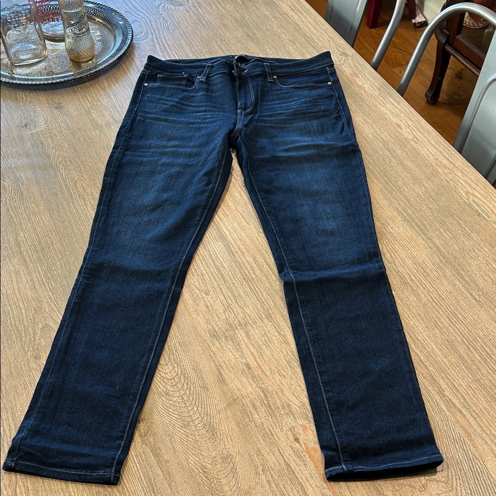 PAIGE Skyline Skinny Indigo Blue High-Rise Straight Jeans
